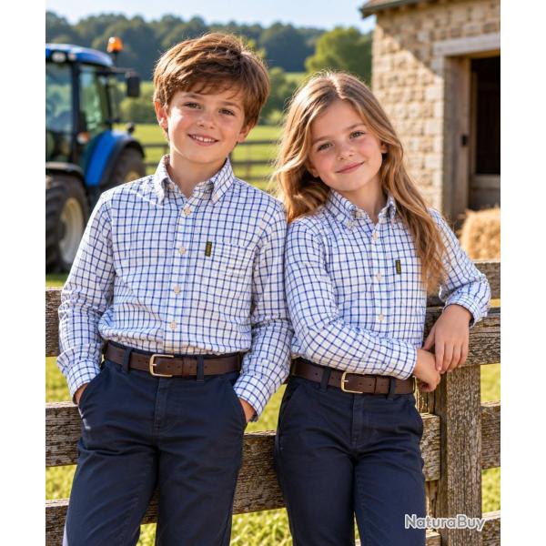 Chemise � carreaux  Tattersall pour enfant Bleu