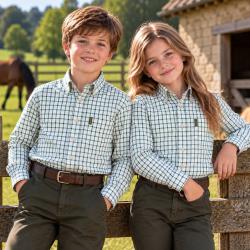 Chemise &agrave; carreaux  Tattersall pour enfant Vert