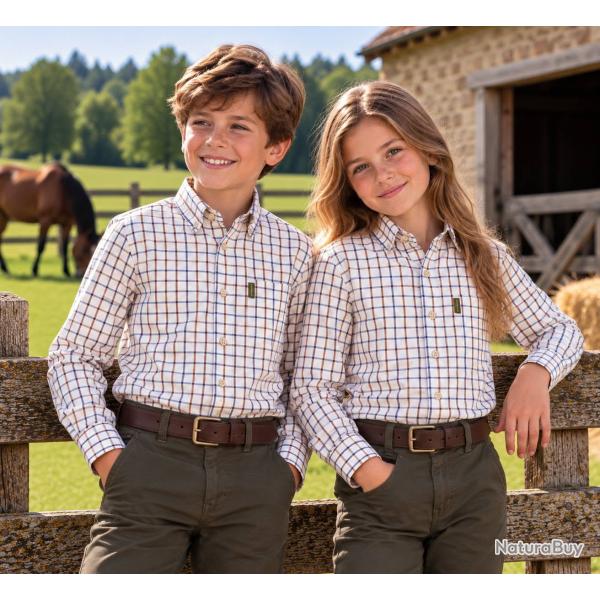 Chemise � carreaux  Tattersall pour enfant Marron Bleu