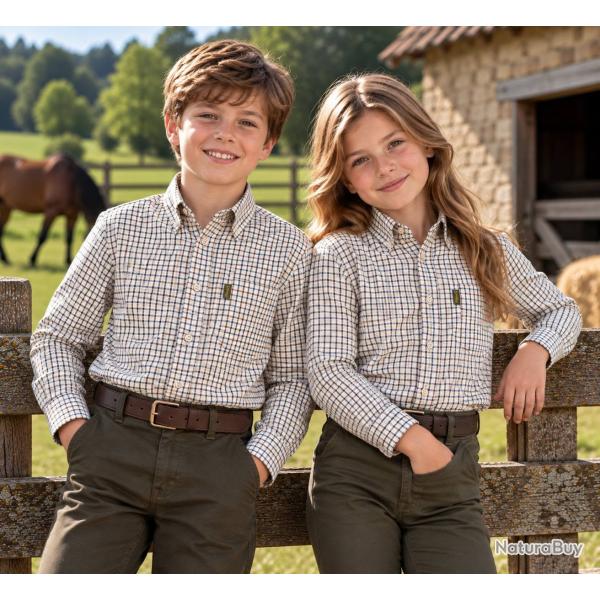 Chemise � carreaux  Tattersall pour enfant Marron Vert