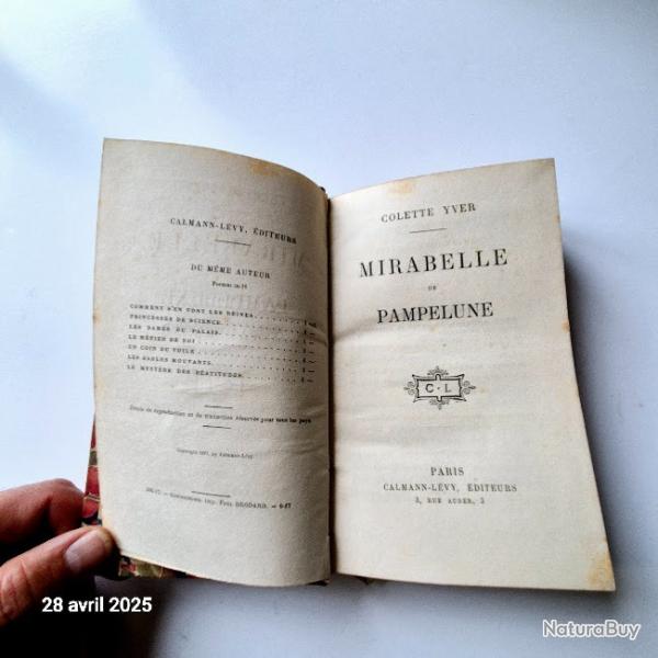 108 ans dj, 1917, mirabelle de pampelune , par Colette Yver   avec un dos en cuir