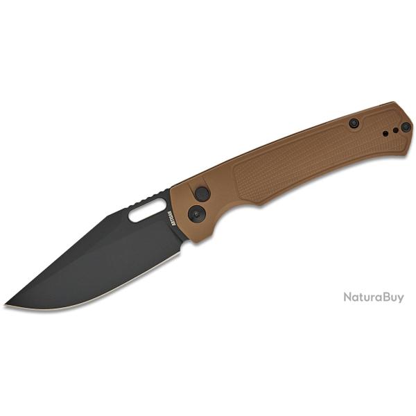 Couteau ArtisanCutlery Revel Brown Lame Acier AR-RPM9 Manche FRN Button Lock KIVT ATZ1867PBBN