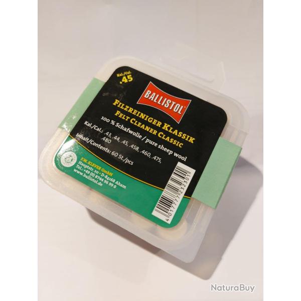 Tampon de nettoyage BALLISTOL Feutre Classique Cal. 45 - 60 Pcs