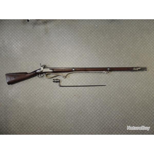 fusil rglementaire 1822 T Bis de la manufacture royale de Maubeuge + bretelle + sa baonnette