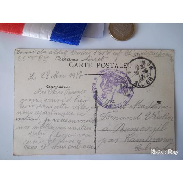 1917 carte postale Montlu�on Allier soldat du 131 �me r�giment infanterie