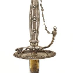 LUXUEUSE &Eacute;P&Eacute;E DE COUR EN ARGENT &Eacute;POQUE LOUIS XVI LAME BLEUIE DOR&Eacute;E - FRANCE ANCIENNE MONARCHIE Colle
