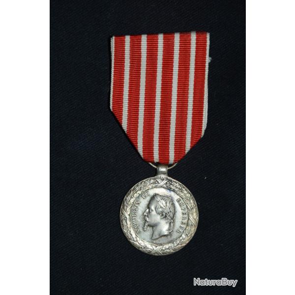 MEDAILLE CAMPAGNE D'ITALIE 1859-MODULE ARGENT SIGNE BARRE- SECOND EMPIRE-NAPOLEON III