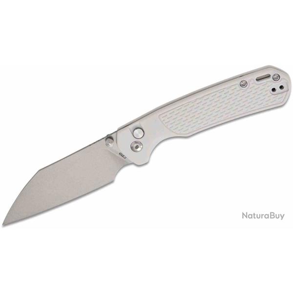 Couteau CJRB Cutlery Pyrite-Light Gray Lame Acier CPM-S90V Manche FRN Button Lock J1945GGY