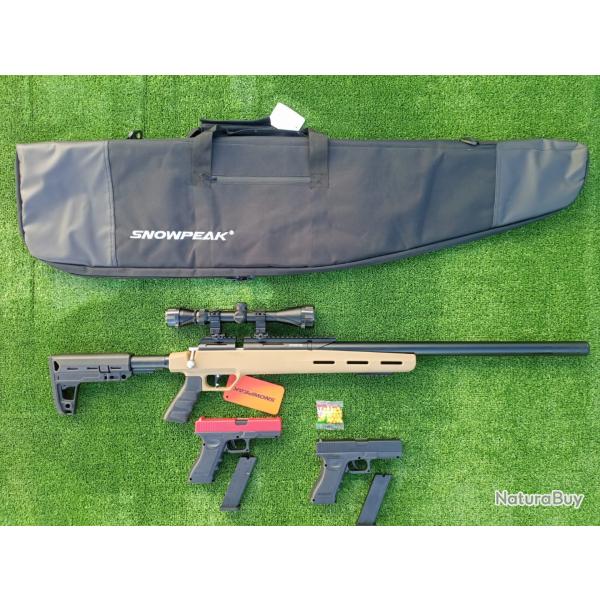 PACK4 Carabine PCP Snowpeak M30C 5,5 mm 19,9 J.+ lunette 3-9 x 40 + Sac transport + Kit p. + Cadeau