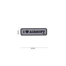 Patch 3D PVC I love Airsoft (101 Inc) Wolf Grey