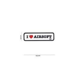 Patch 3D PVC I love Airsoft (101 Inc) Blanc
