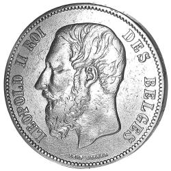 LEOPOLD II  ROI DES BELGES 1869 L'UNION  FAIT  LA FORCE 1869  5 FRANCS ARGENT