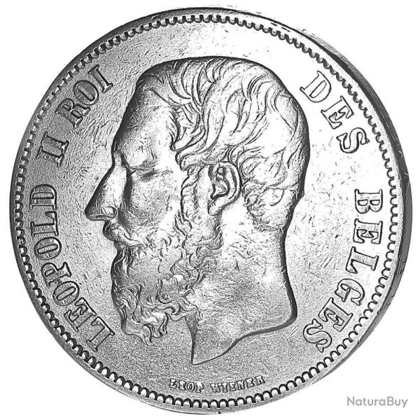 LEOPOLD II  ROI DES BELGES 1869 L'UNION  FAIT  LA FORCE 1869  5 FRANCS ARGENT