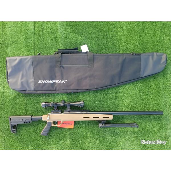 PACK8 Carabine PCP Snowpeak M30C 6,35 mm 19,9 J. + lunette 4 X 32 + Sac transport + Kit puissance