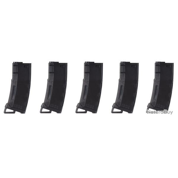 Pack de 5 chargeurs Mid-cap Speed 130 billes pour M4 AEG noir - CHARGEUR LT 130 rds POLYMER M4/M16 n