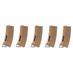 Pack de 5 chargeurs Mid-cap Speed 130 billes pour M4 AEG Tan - CHARGEUR LT 130 rds POLYMER M4/M16 TA