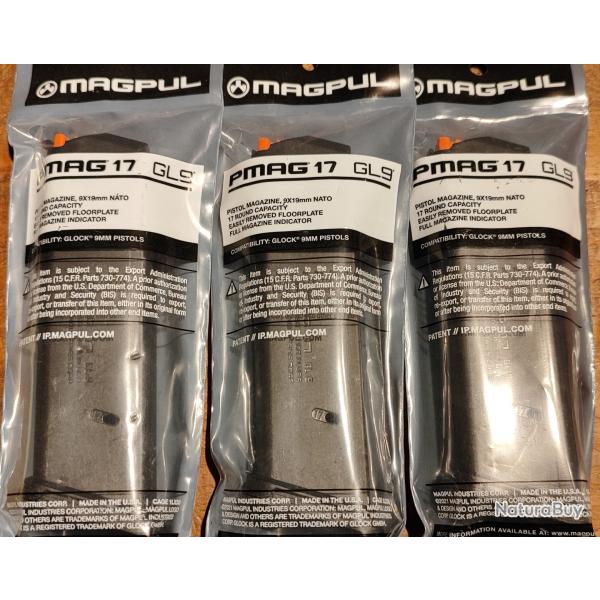 Chargeurs PMAG Magpul Glock 17 coups 9mm - Lot de 3 chargeurs -