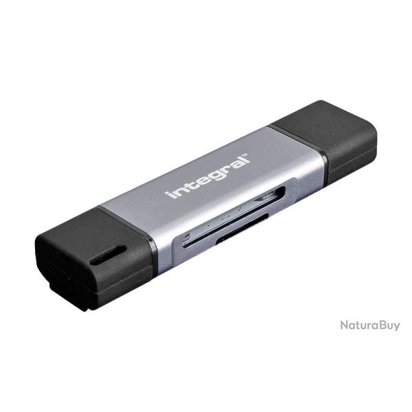 Lecteur de carte � double extr�mit� et microSD avec connecteurs USB-A et USB-C Integral