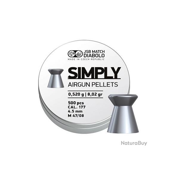 Plombs air comprim JSB cal.4.5 simply 8.02gr 0.52g par 500