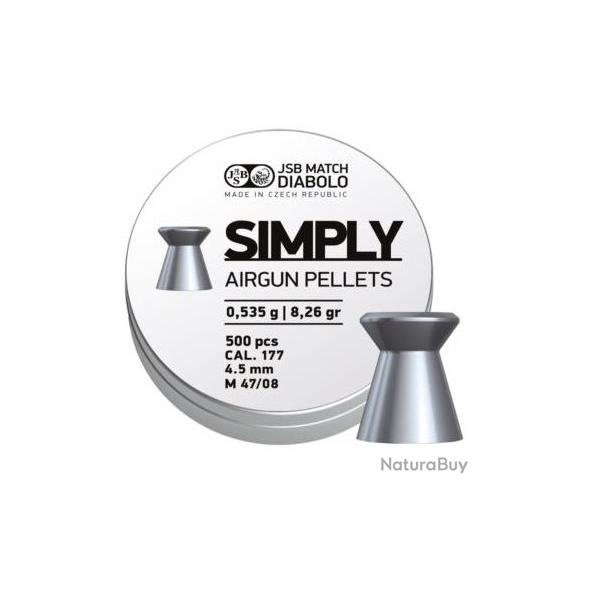 Plombs air comprim JSB cal.4.5 simply 8.26gr 0.535g par 500