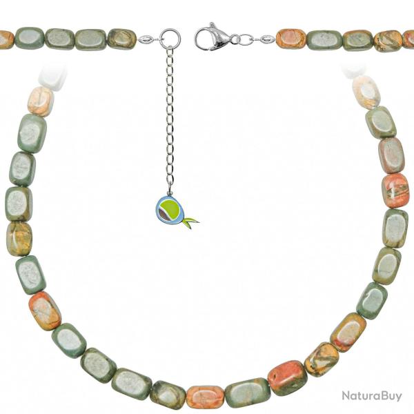 Collier en jaspe polychrome - Perles roul�es 8 � 12 mm - 90 cm