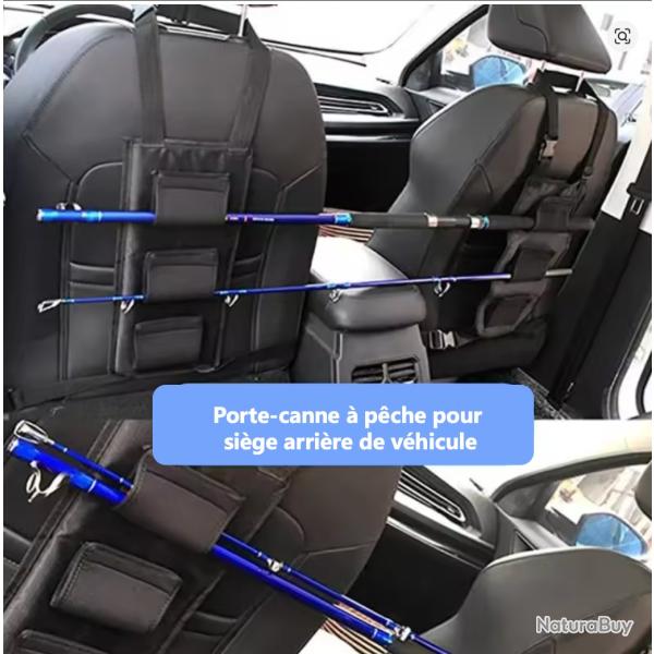 2  supports de canne � p�che adapt�s aux si�ges arri�re de voiture, boucles de sangle ajustables