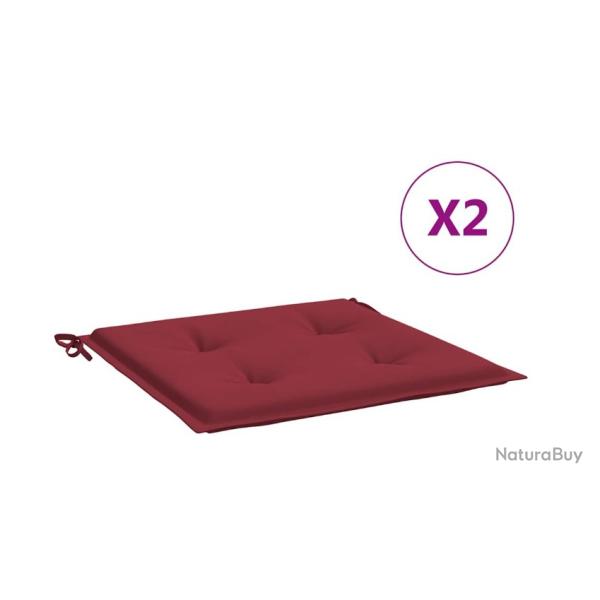 Coussins rouge bordeaux 40x40x4 cm en tissu Oxford pour chaises de jardin (x2)