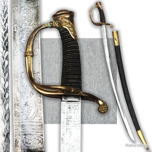 RARISSIME SABRE FRANCAIS LUXE M1821 GARDE NATIONALE FRANCAISE LAME GRAV�E XIX ORIGINAL