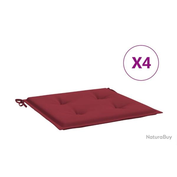 Coussins rouge bordeaux 40x40x4 cm en tissu Oxford pour chaises de jardin (x4)