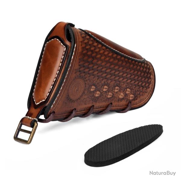 Tourbon Couvre Crosse Fusil Chasse Cuir Vritable Vintage - 9 Fentes Munitions - Rglable Droitier
