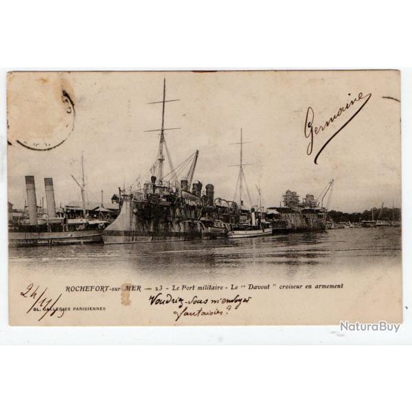 CPA - MARINE MILITAIRE "ROCHFORT-sur-MER -Le Port militaire Le "Davout " croiseur en armement N�1203