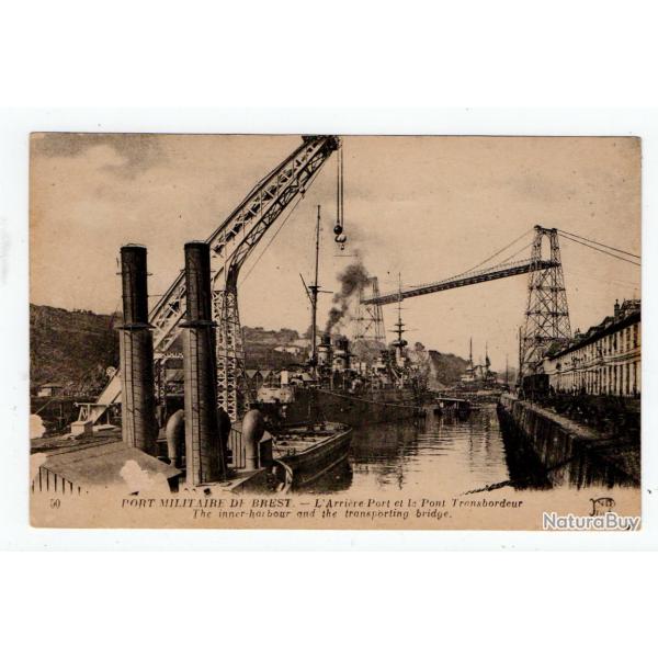 CPA - MARINE MILITAIRE - Port Militaire de BREST - L'Arri�re Port et le Pont Transbordeur  N�1210