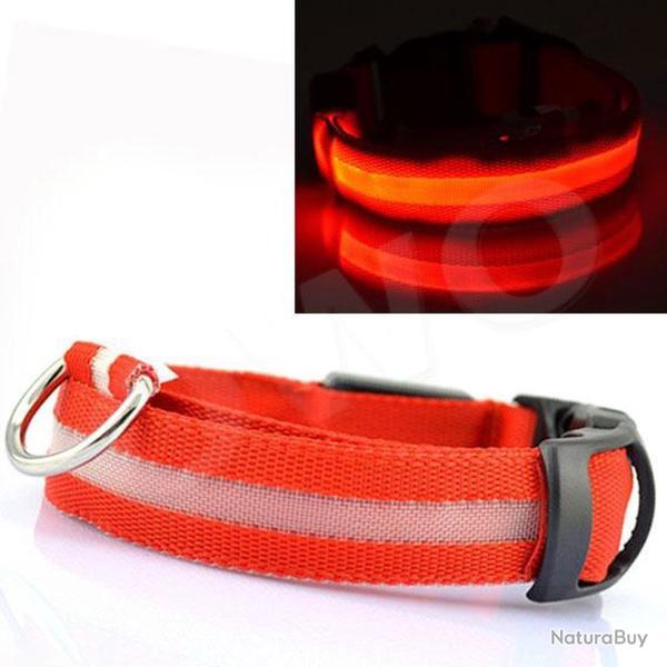 COLLIER LUMINEUX POUR CHIENS RECHARGEABLE -Taille 43-62CM - ROUGE - LIVRAISON GRATUITE