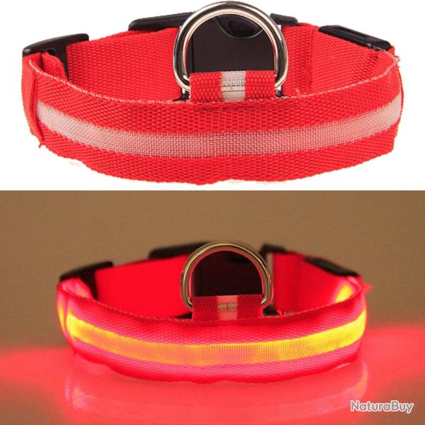 COLLIER POUR CHIENS LUMINEUX - 42-56CM - ROUGE - LIVRAISON GRATUITE
