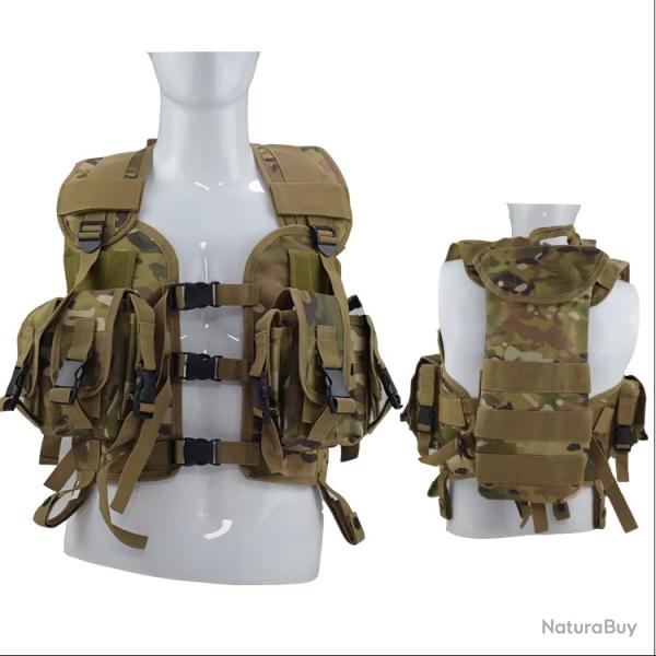GILET MILITAIRE TACTIQUE CAMOUFLAGE PORTE CHARGEURS ET EMPLACEMENT POCHE A EAU - CP - LIVRAISON GRAT