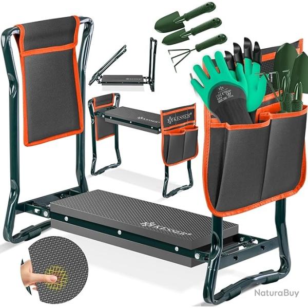 2 in 1 XXL Garden Kneeler Padded Seat Cushion with 2x Tool Bags Height Adjustable Garden Bench