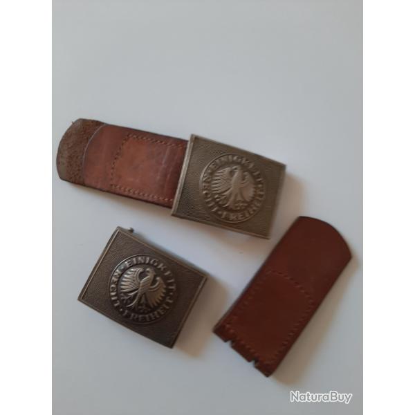 Deux belles boucles de ceinturon allemand � d�terminer. Une avec passant, l'autre non mont�.
