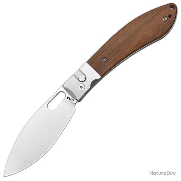Couteau CJRB Cutlery Sasaya Wood Lame Acier AR-RPM9 Manche Bois Mitres Button Lock KIVT J1959WD