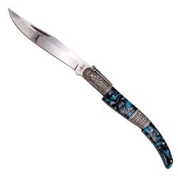 COUTEAU PLIANT THIRD OUVERTURE ESPAGNOLE BLEU AZUR LAME 15CM