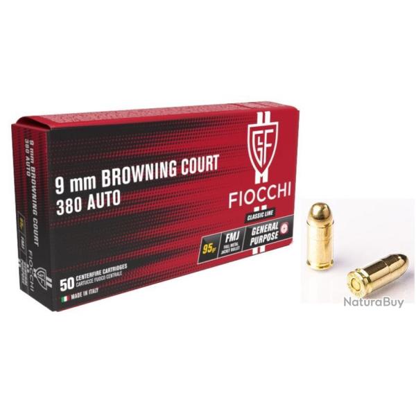 Munitions FIOCCHI Cal 380 Auto - 9mm Short 95Gr Fmj 1 carton de 1000 munitions