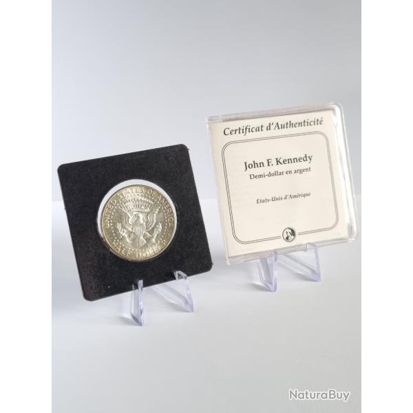 Half Dollar Argent 1964 Kennedy Avec Etui et Certificat d'Authenticit� , Demi Dollar