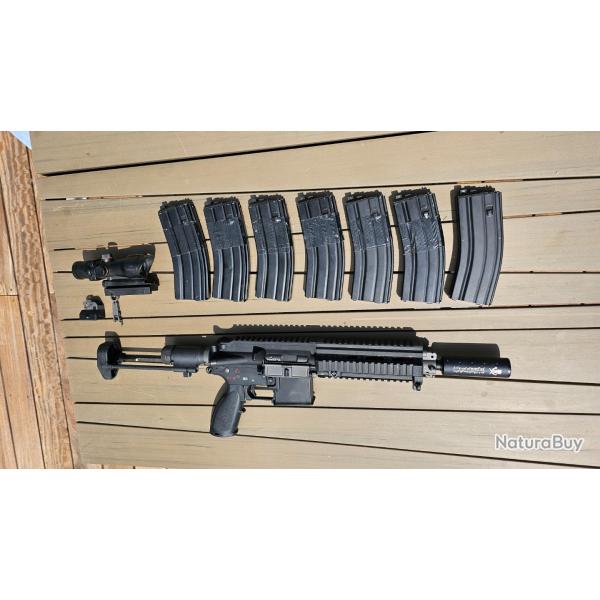 Hk 416 c we gbbr avec 7 chargeurs et 1 optique