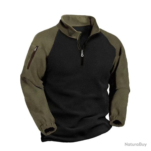 2024 New Half Zipper Tactical Jackets Men's Winter Warm Fleece Sweatshirts Outdoor Hunting Shooting 
