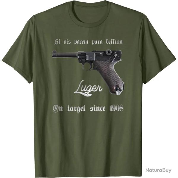 German Mauser P08 9mm Luger Pistol T-Shirt 100% Cotton O-Neck Summer Short Sleeve Casual Mens T-shir