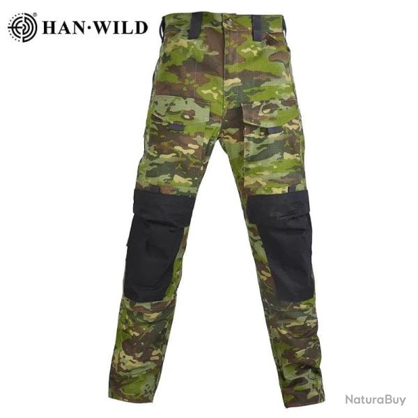 HAN WILD Hiking T-Shirt Tactical Shirt Summer Camouflage Wear Resistant Shirt Camping Hunting Shirt 