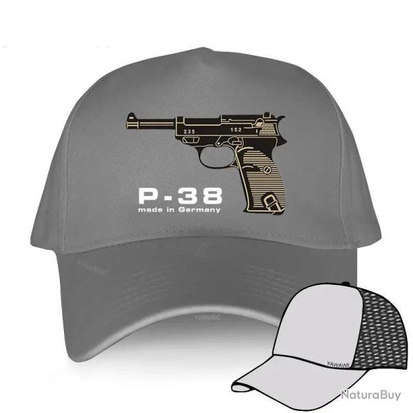Men's summer baseball caps black Adjuatable Hat casual style Walther Plus P38 Adjustable yawawe prin