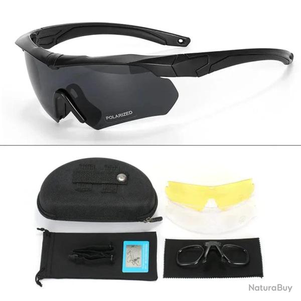New Polarized Tactical Goggles 3 Lens Set Climbing Glasses Outdoor Sports Windproof Dustproof Safety