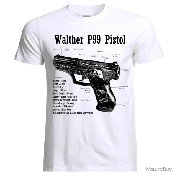 T shirt Walther P99 manches courtes Blanc