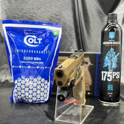 Pack laser pr&ecirc;t &agrave; tirer Pistolet- Sig Sauer "Proforce M17" - Cal 6mm - Tan - Gaz
