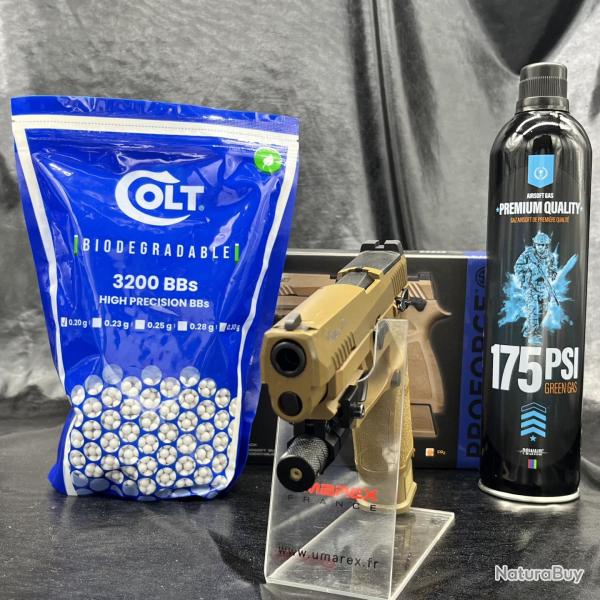 Pack laser pr�t � tirer Pistolet- Sig Sauer "Proforce M17" - Cal 6mm - Tan - Gaz